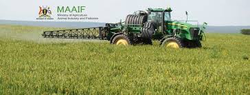 MAAIF agricultural operations tractor on a farm in Uganda